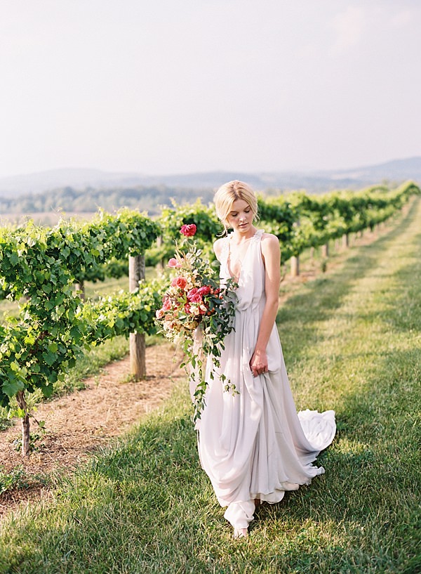 bride in vineyard