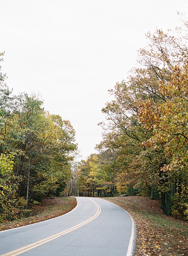 winding mountain road in fall