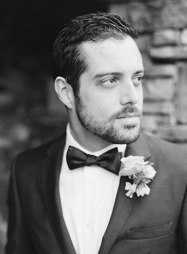 groom on black and white film