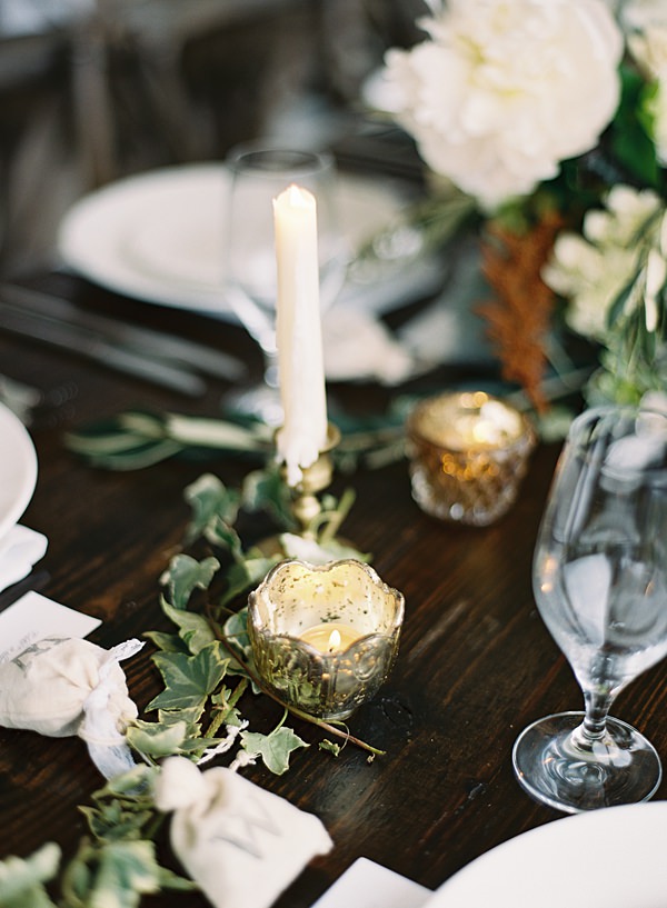 candlelit reception table